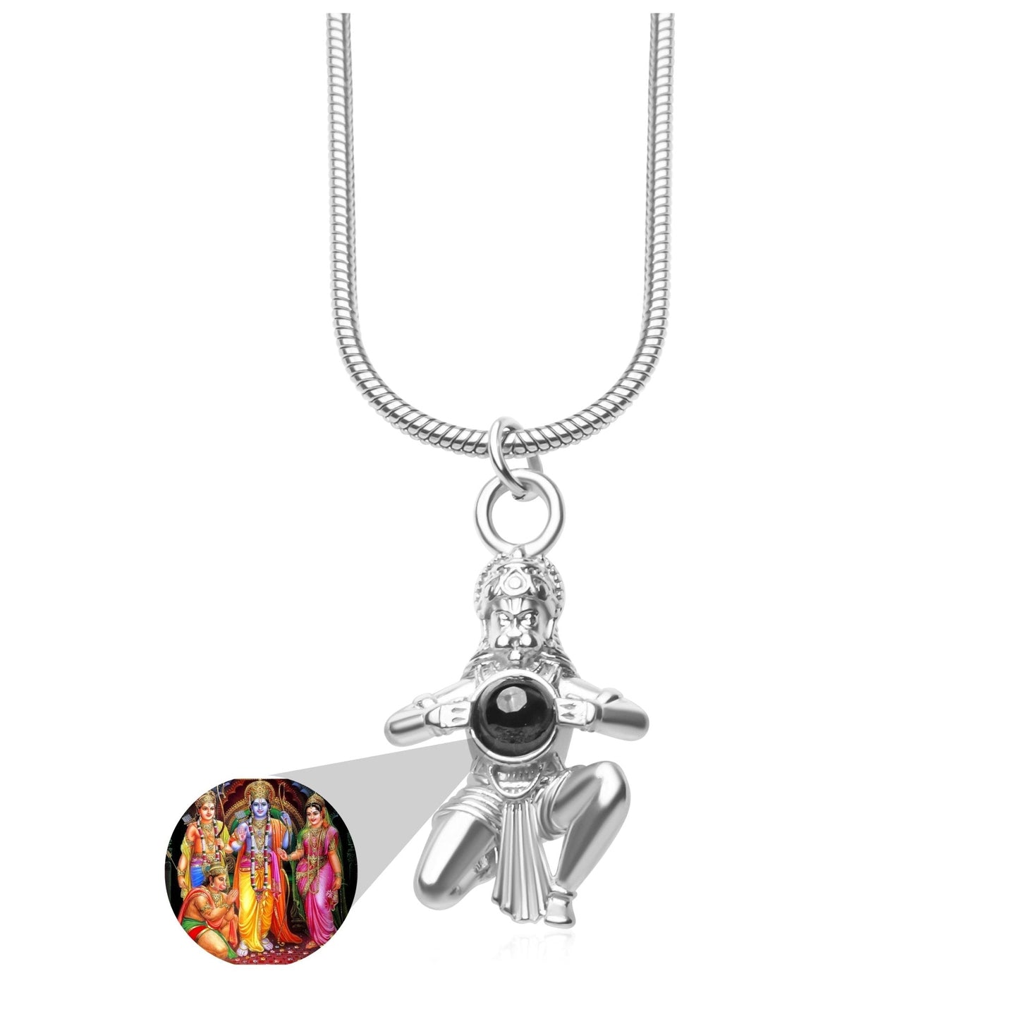 Hanuman Ji Pendant with Sri Ram & Mata Sita Photo Inside - Divine Jewels