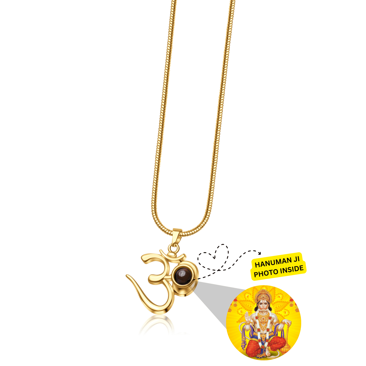 OM Pendant with Bajrang Bali Photo - Divine Jewels
