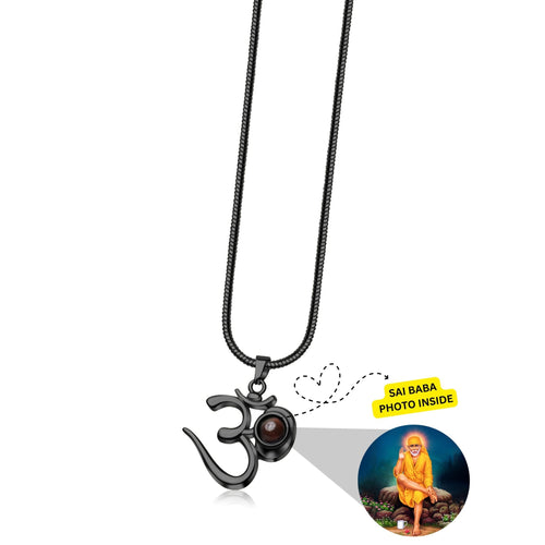 OM Pendant with Sai Baba Photo - Divine Jewels