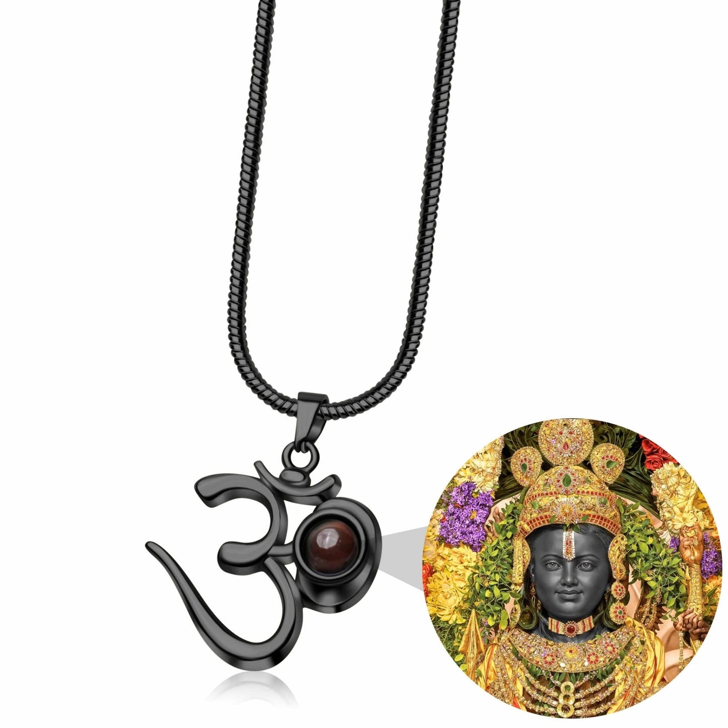 OM Pendant with Shree Ram Photo - Divine Jewels