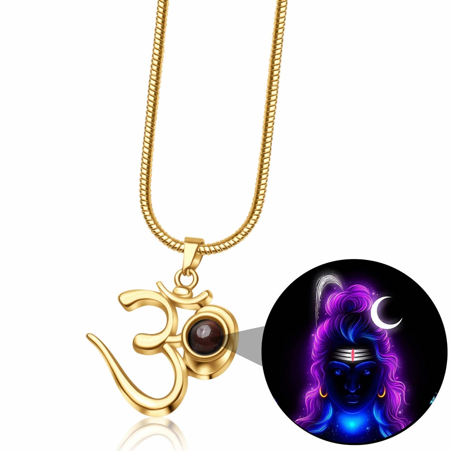 Shiva OM Pendant with Glowing Shiva Photo Inside - Divine Jewels