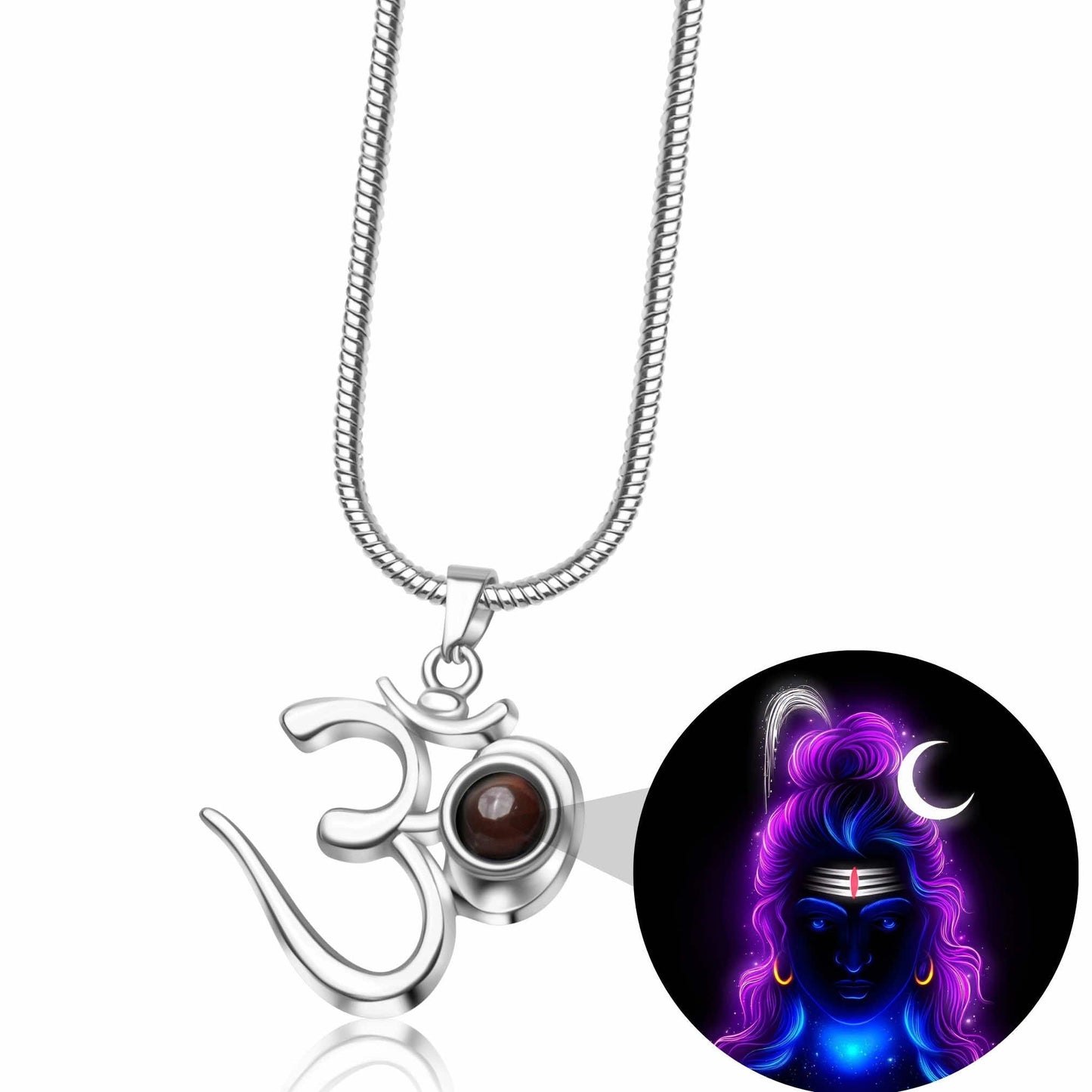 Shiva OM Pendant with Glowing Shiva Photo Inside - Divine Jewels