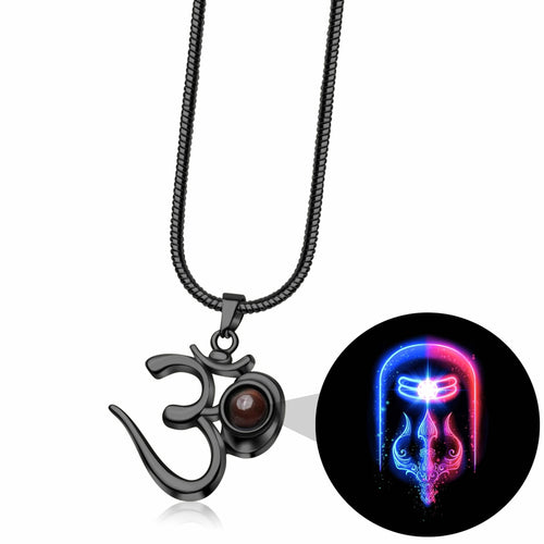 Shiva OM Pendant with Glowing Shivling Photo Inside - Divine Jewels