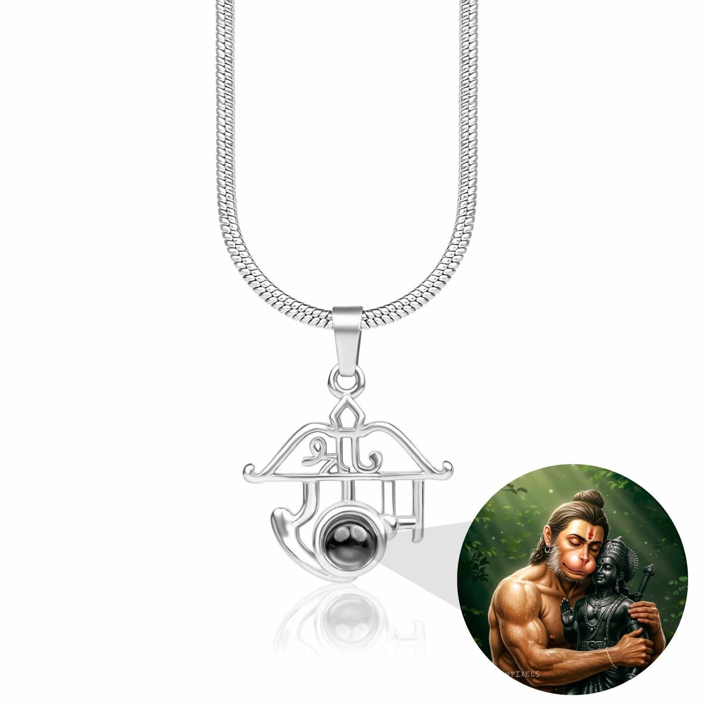 Shree Ram Pendant with Hanuman Ji & Ram Ji Photo - Divine Jewels