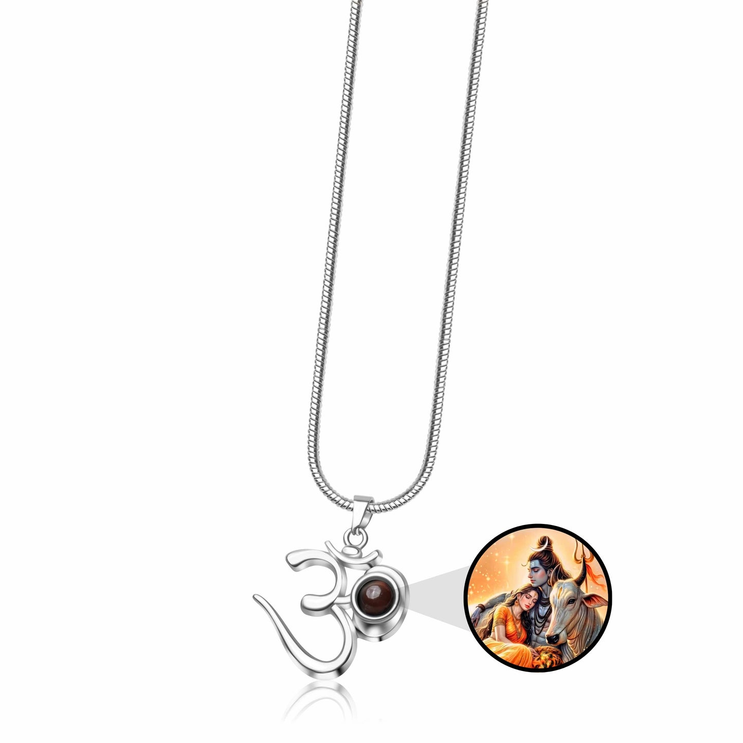 Om Pendant with Shivji, Parvati & Nandi Photo Inside