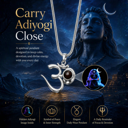Shiva OM Pendant with Glowing Adiyogi Photo Inside
