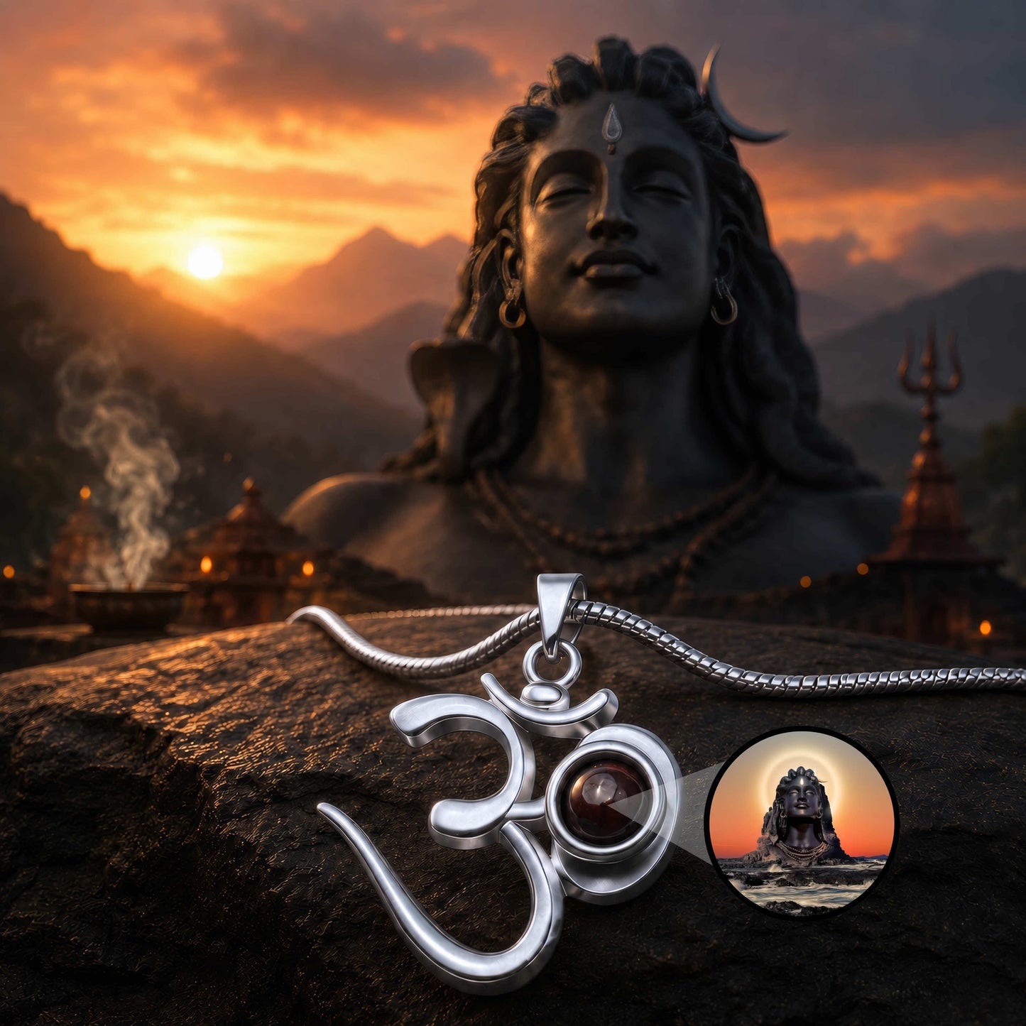 Shiva OM Pendant with Adiyogi Photo