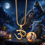 Om Pendant with Shivji, Parvati & Nandi Photo Inside