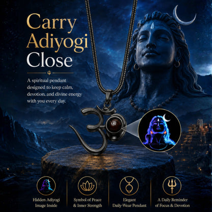 Shiva OM Pendant with Glowing Adiyogi Photo Inside