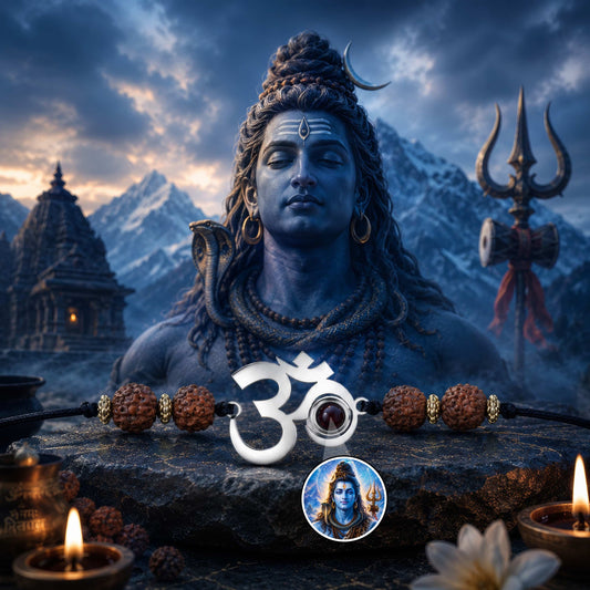 OM  Rudraksha  Bracelet with Mahadev Photo