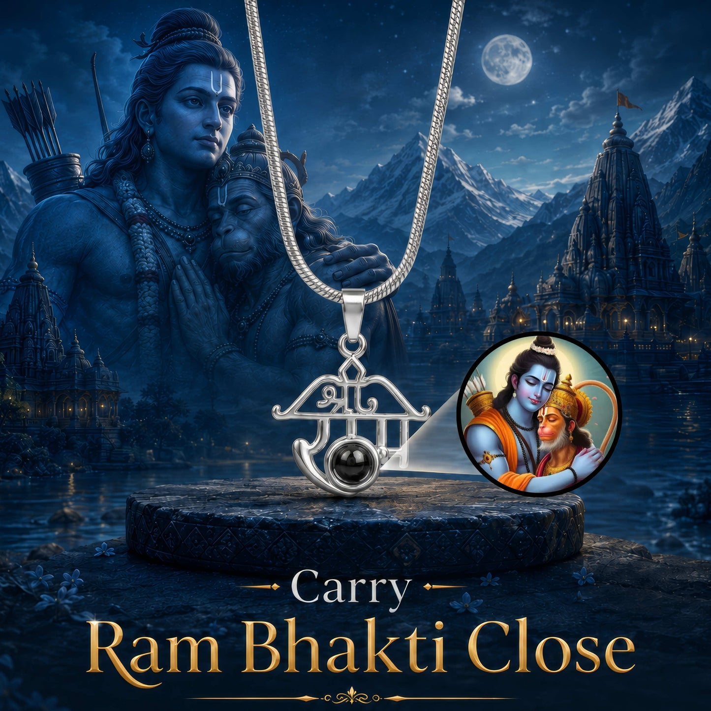 Shree Ram Pendant with Hanuman Ji & Ram Ji Photo