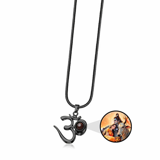 Om Pendant with Shivji, Parvati & Nandi Photo Inside