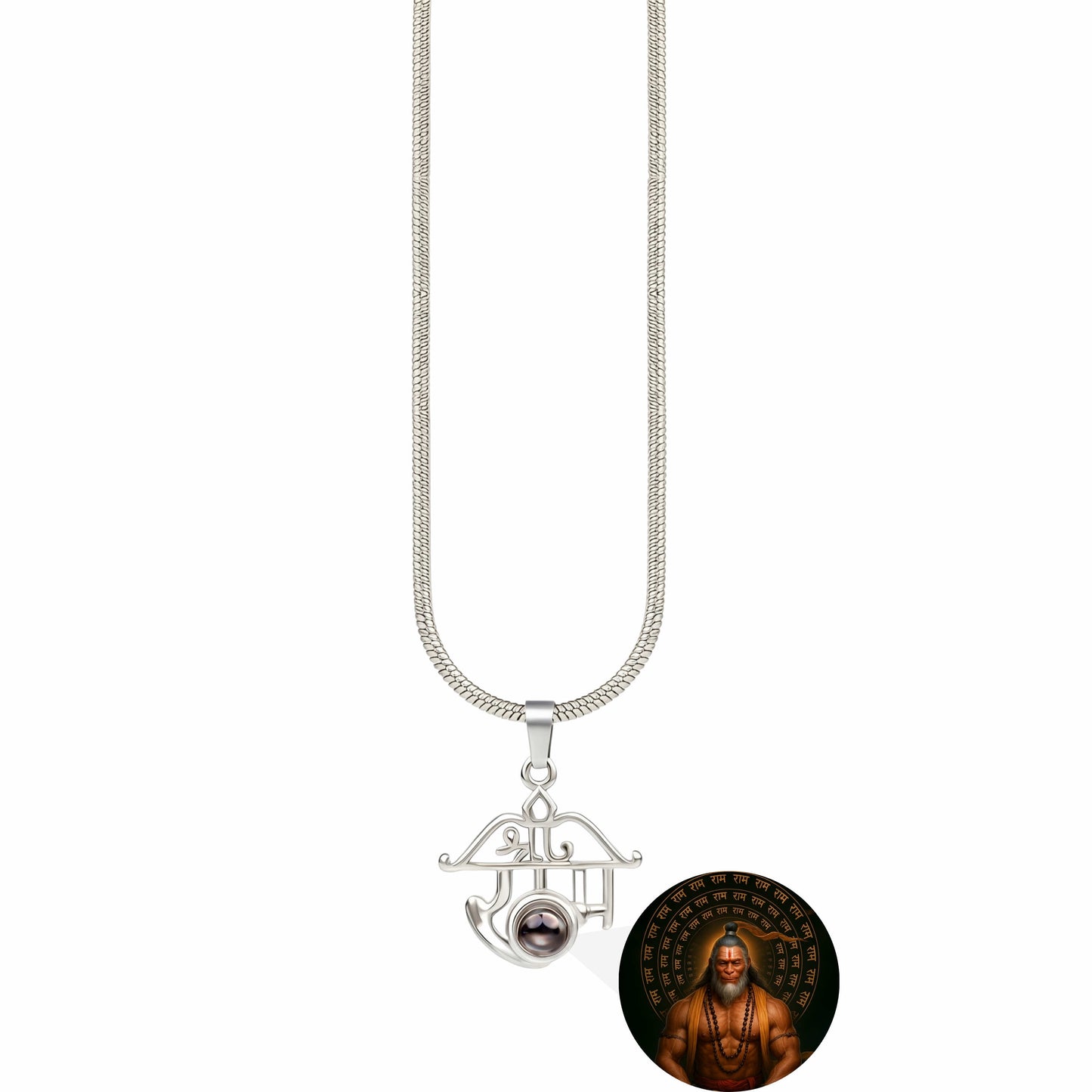 Shree Ram Pendant with Meditating Hanuman Ji Photo