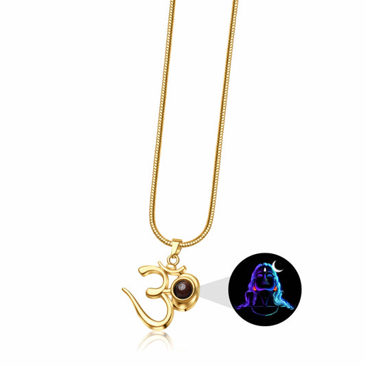Shiva OM Pendant with Glowing Adiyogi Photo Inside