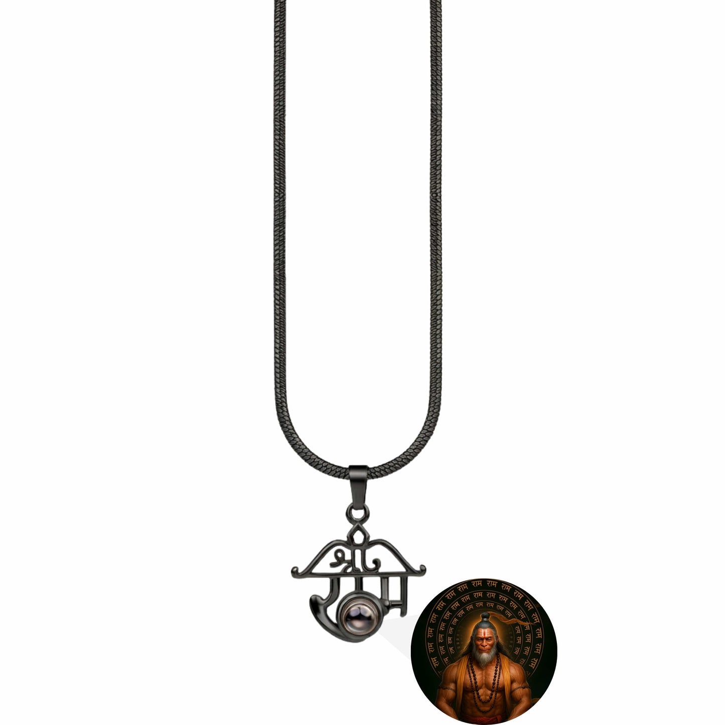 Shree Ram Pendant with Meditating Hanuman Ji Photo