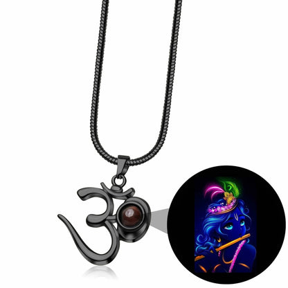 Glowing Krishna Photo OM Pendant - Divine Jewels