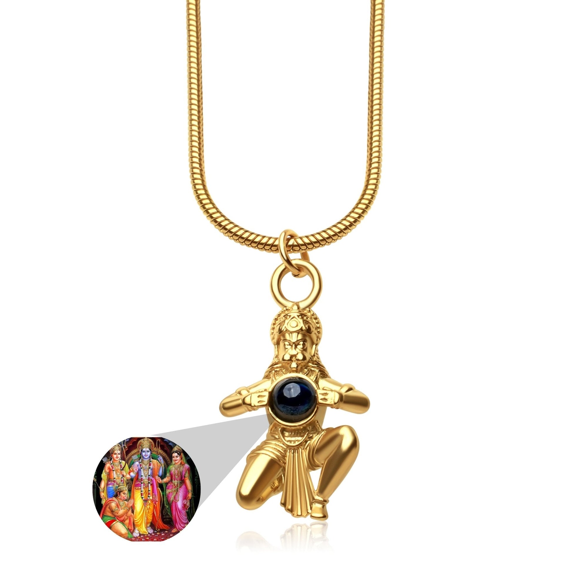 Hanuman Ji Pendant with Sri Ram & Mata Sita Photo Inside - Divine Jewels