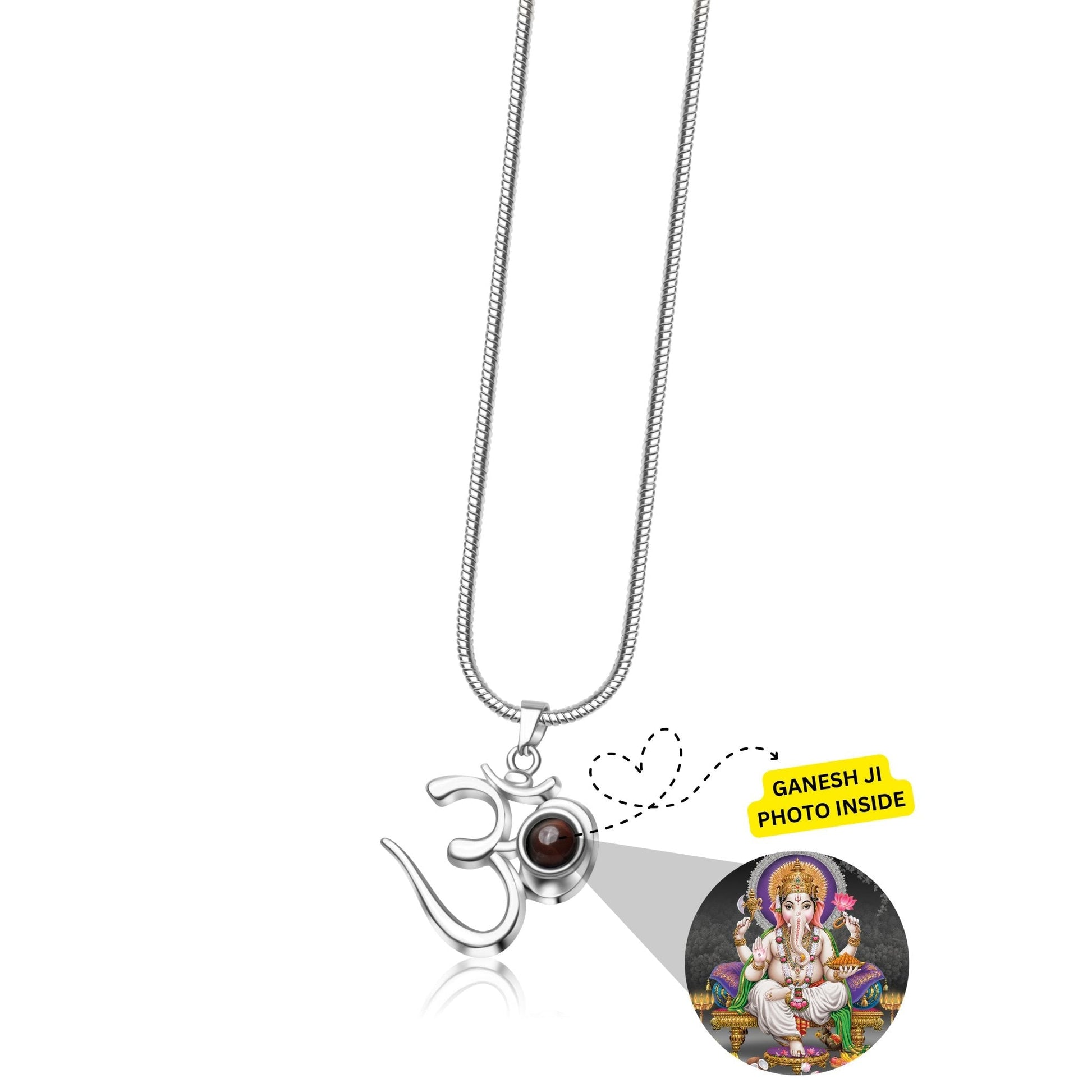 OM Pendant with Ganesh Ji Photo - Divine Jewels