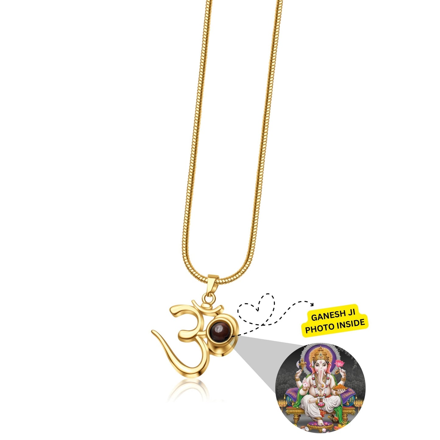OM Pendant with Ganesh Ji Photo - Divine Jewels