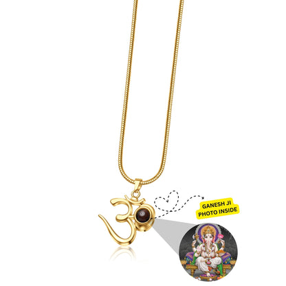 OM Pendant with Ganesh Ji Photo - Divine Jewels