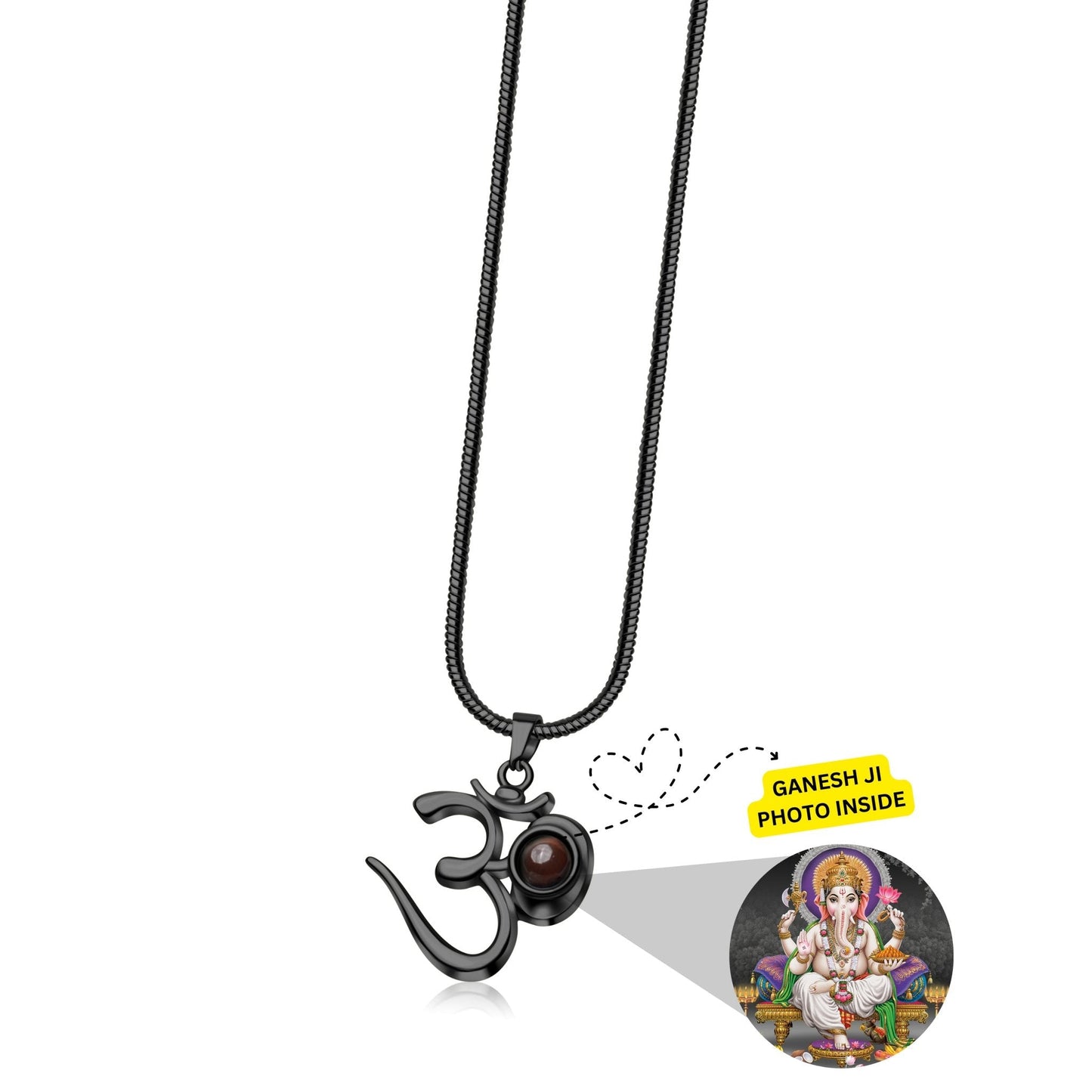 OM Pendant with Ganesh Ji Photo - Divine Jewels