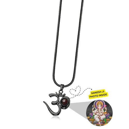OM Pendant with Ganesh Ji Photo - Divine Jewels