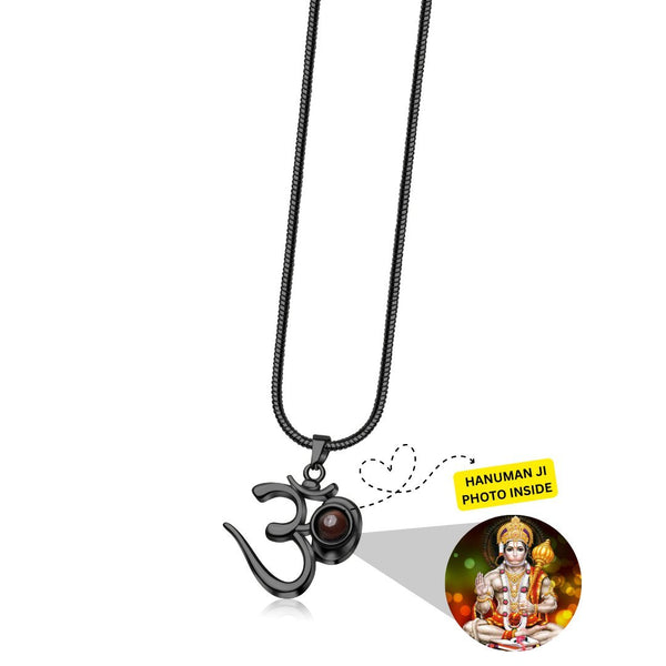 OM Pendant with Hanuman Ji Photo - Divine Jewels