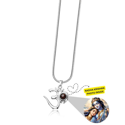 OM Pendant with Radha Krishan Photo - Divine Jewels