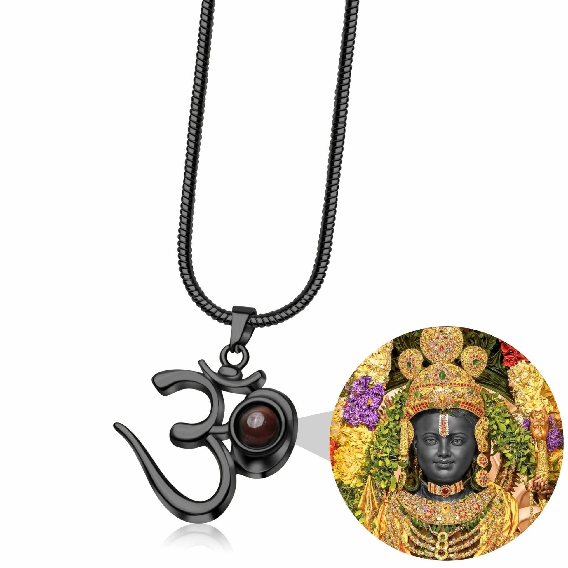 OM Pendant with Shree Ram Photo - Divine Jewels