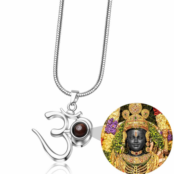 OM Pendant with Shree Ram Photo - Divine Jewels