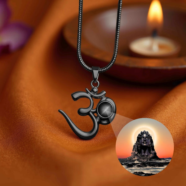 Shiva OM Pendant with Adiyogi Photo - Divine Jewels