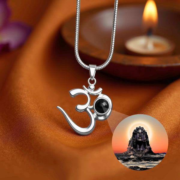 Shiva OM Pendant with Adiyogi Photo - Divine Jewels