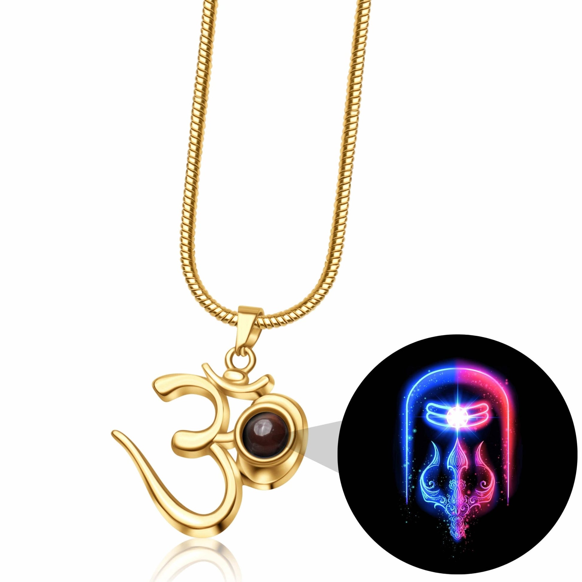 Shiva OM Pendant with Glowing Shivling Photo Inside - Divine Jewels